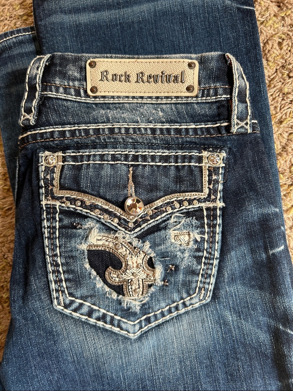 Rock Revival Blue Flare Jeans with Embroidered Back Pockets